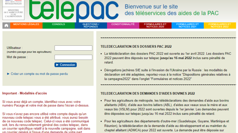 Ce lundi 16 mai 2022 est le dernier jour pour déposer vos demandes d’aides Pac sans pénalité. © Copie d’écran Telepac